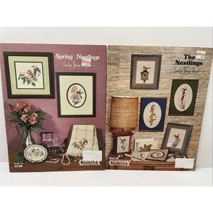 2 Nestlings Cross Stitch Booklets 28 & 33 Carolyn Shores Wright 1985 - VGUC